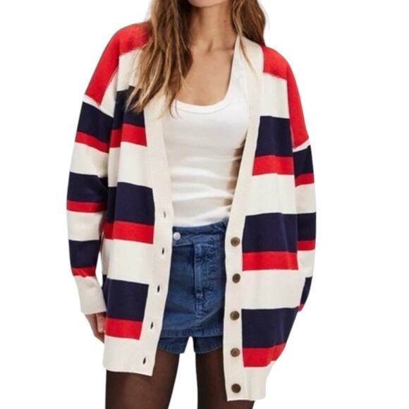 Free People Sweaters - NWOT Free People League of Her Own Cardigan Sweater USA Patriotic Striped Small